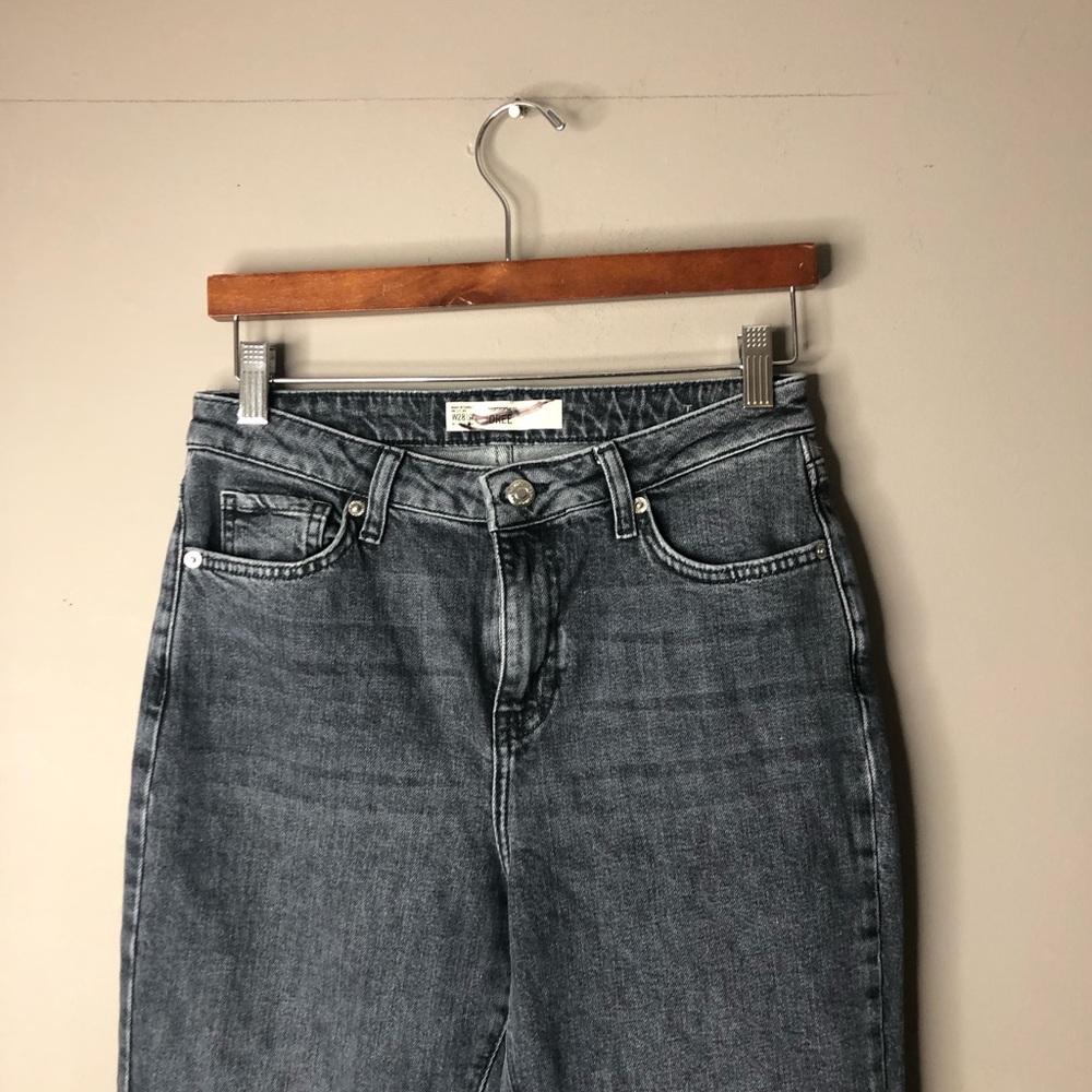 Topshop crop raw hem gray jeans size 28 wide leg